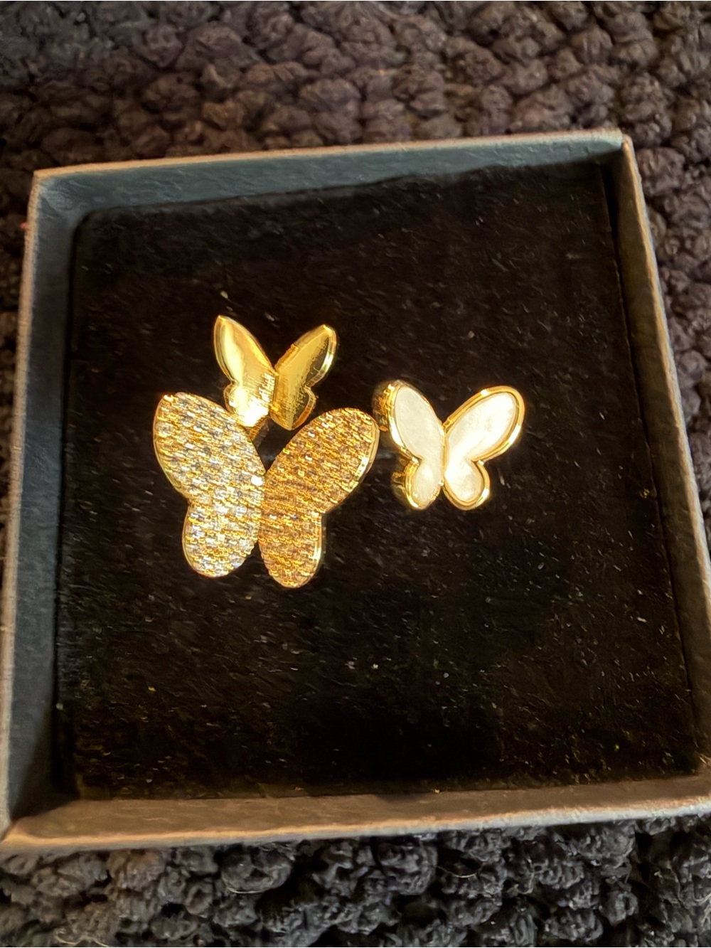 Gold Butterfly Trio Ring Set - Women Jewelry